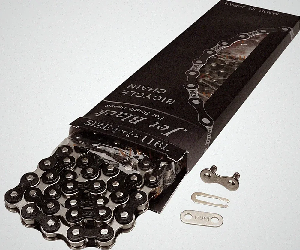 Izumi BMX bicycle single speed chain 1/2" X 1/8" 116L BLACK / NICKEL
